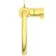 Waschtischarmatur in brushed gold von Ideal Standard, mit einem gebogenen Auslauf und einer Halterung. Modernes, funktionales Design für den Gebrauch im Badezimmer.